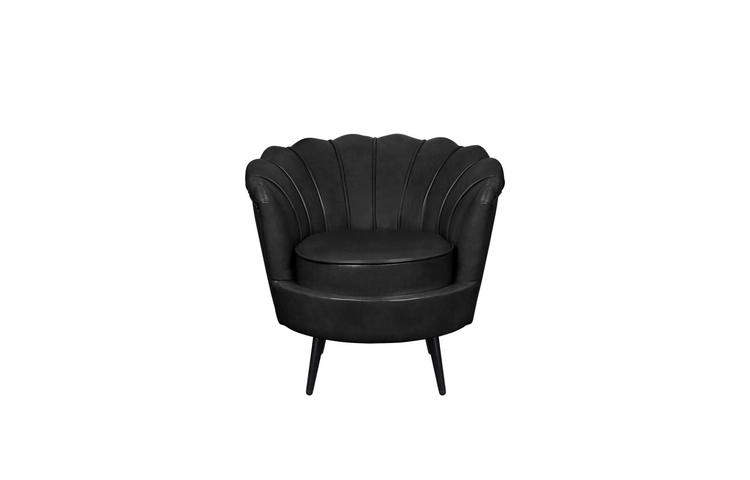 Низкое кресло ракушка Pearl Black V2 на черных ножках