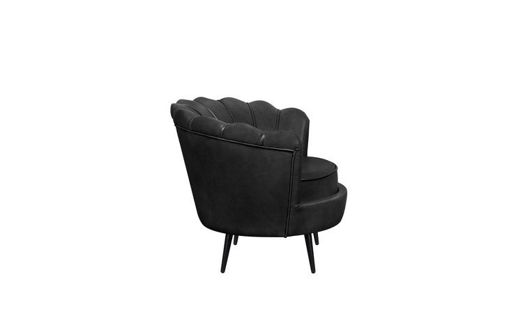 Низкое кресло ракушка Pearl Black V2 на черных ножках