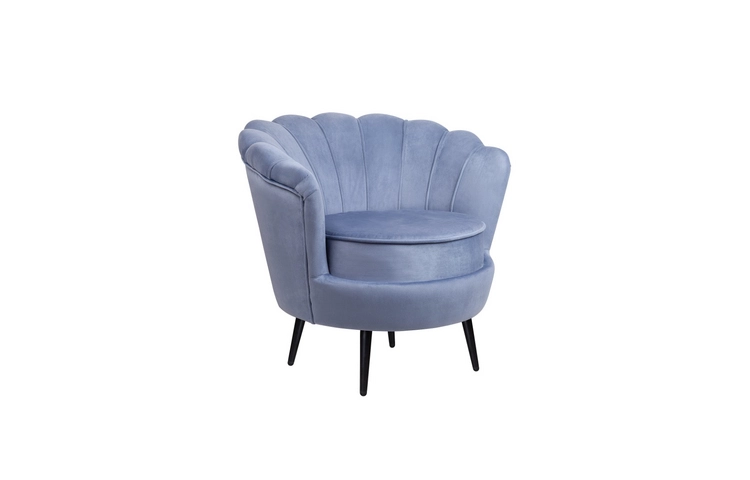 Низкое кресло ракушка Pearl Sky на черных ножках