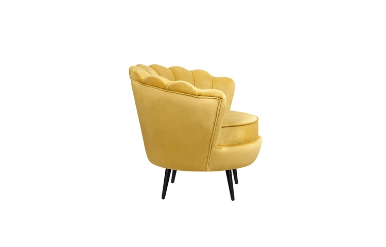 Низкое кресло ракушка Pearl Yellow на черных ножках