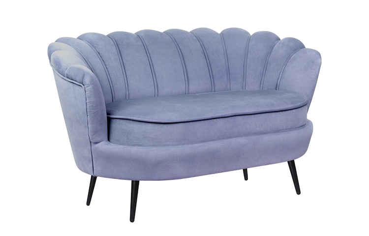 Диван ракушка Pearl Double Blue на черных ножках