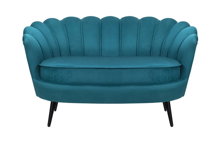 Диван ракушка Pearl Double Marine Velvet на черных ножках