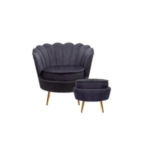 Кресло с пуфом ракушка Pearl Black