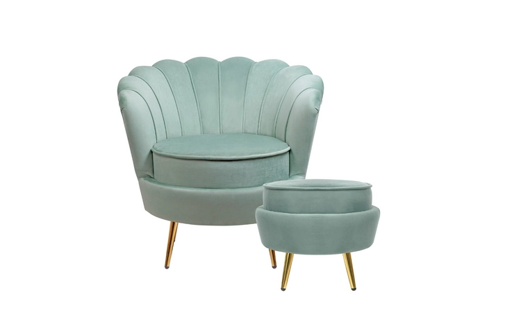 Кресло с пуфом ракушка Pearl Green