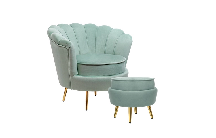 Кресло с пуфом ракушка Pearl Green