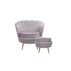 Кресло с пуфом ракушка Pearl Grey