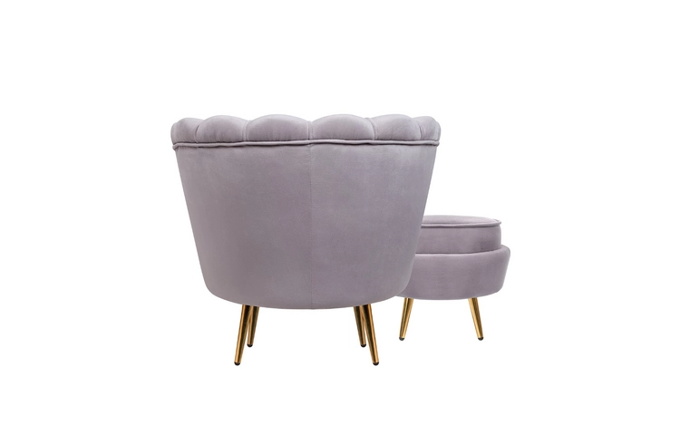 Кресло с пуфом ракушка Pearl Grey