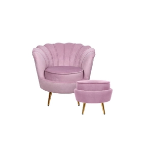 Кресло с пуфом ракушка Pearl Pink