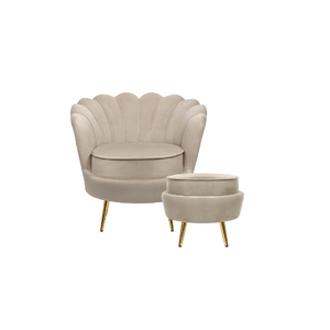 Кресло с пуфом ракушка Pearl Taupe