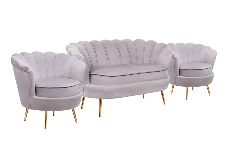 Комплект кресел и дивана ракушка Pearl Double Grey