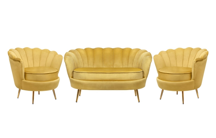 Комплект кресел и дивана ракушка Pearl Double Yellow