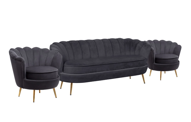 Комплект кресел и дивана ракушка Pearl Triple Black