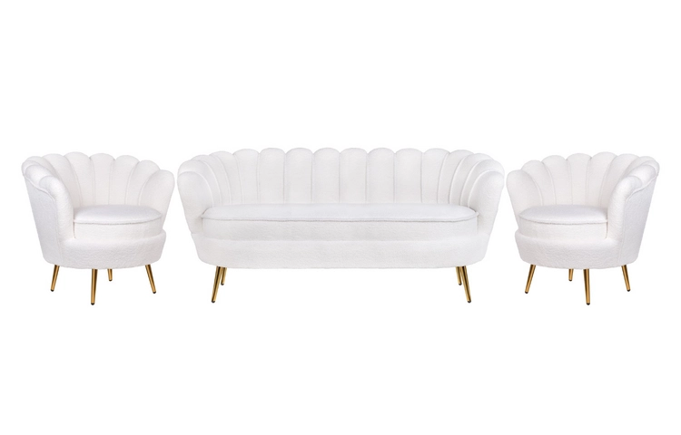 Комплект кресел и дивана ракушка Pearl Triple White Boucle
