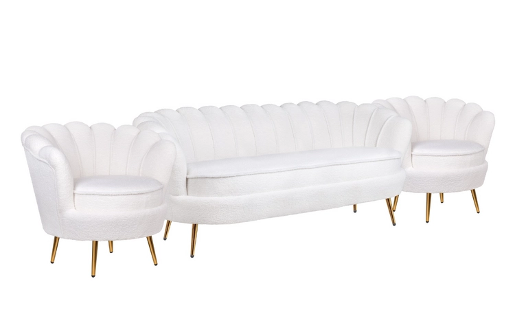 Комплект кресел и дивана ракушка Pearl Triple White Boucle