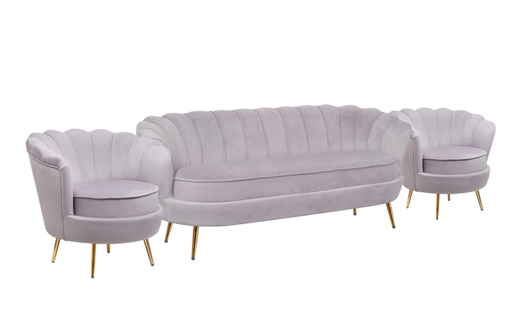 Комплект кресел и дивана ракушка Pearl Triple Grey