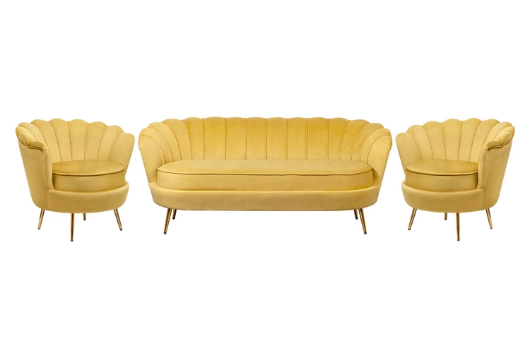 Комплект кресел и дивана ракушка Pearl Triple Yellow