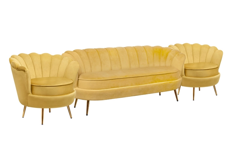 Комплект кресел и дивана ракушка Pearl Triple Yellow