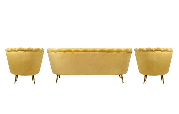 Комплект кресел и дивана ракушка Pearl Triple Yellow